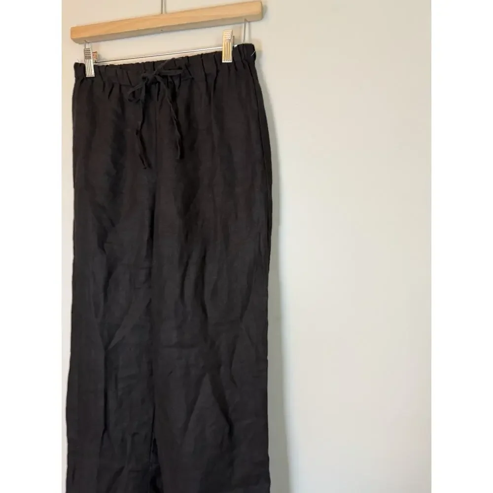 NEW Reformation Olina Black Linen Size Small Drawstring Lounge $188